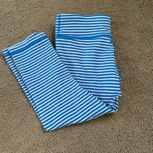 Lululemon blue and white stripes cropped leggings